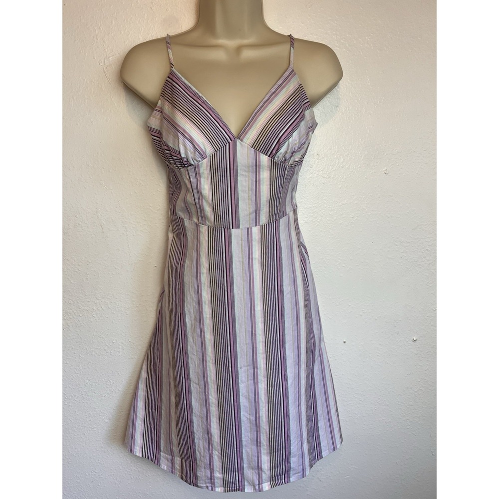 Vintage Delia's Dress Size 3 Purple Stripe Mini Spaghetti Strap 90s Y2K Delia